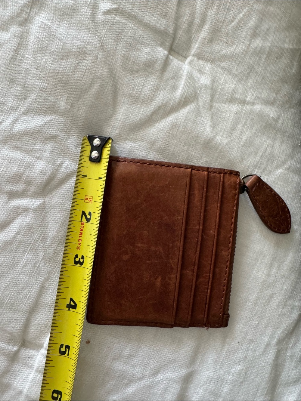 Frye Chestnut Brown Leather Card Holder with Zip - Picture 5 of 6